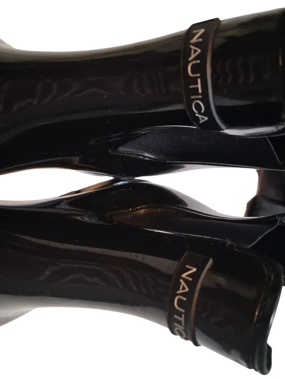 Nautica Shayna Black Glossy Chelsea Rain Boots Size 9 Rainwear Casual